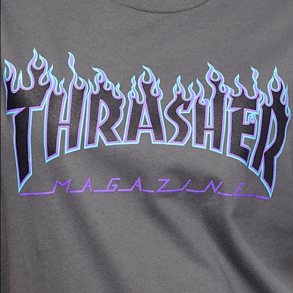 THRASHER Flame Logo Grey Girls Boyfriend Tee - Picture 3 of 3